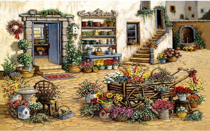 Flower-filled Courtyard — Yellow