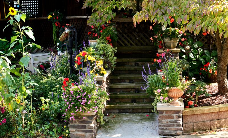 Flower-filled Garden Steps