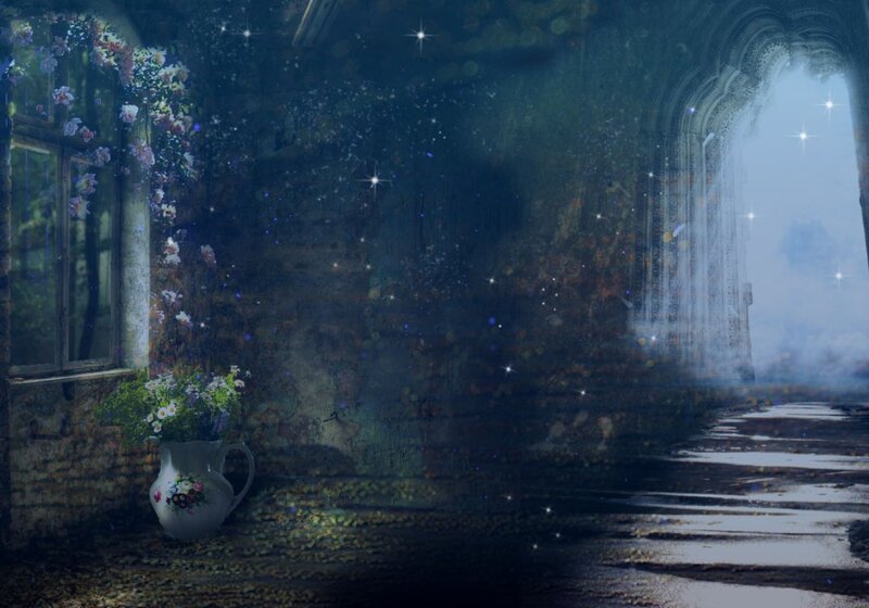 Flower-filled Jug in Corridor