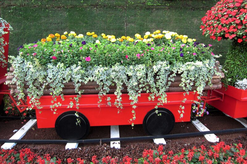 Flower-filled Train Car