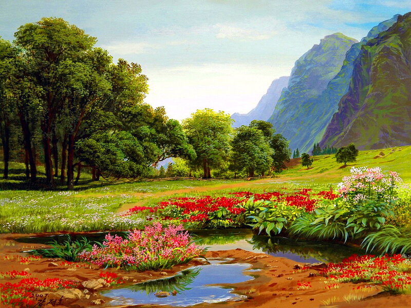 Flower-filled Valley — Green
