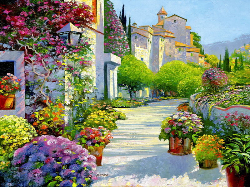 Flower-filled Village Path