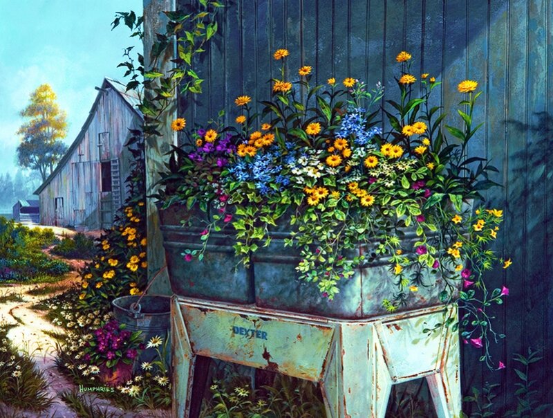 Flower-filled Washtub