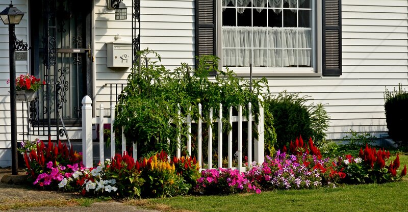 Flower Garden in Front Yard — White