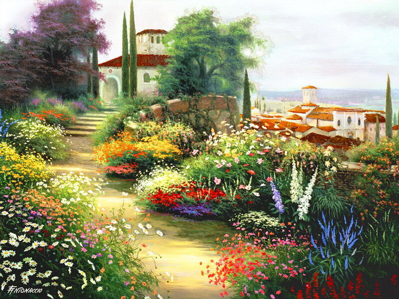 Flower Garden Path — Green, Serene, Afternoon