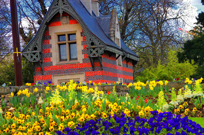 Flower Garden with Cottage — Yellow