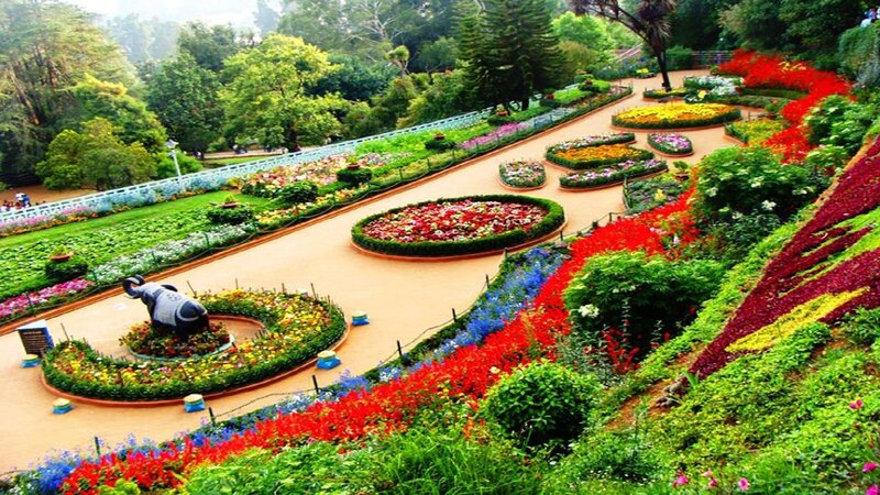 Flower Garden with Elephant Statue