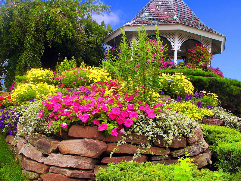 Flower Garden with Gazebo — Pink