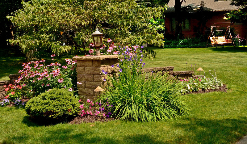 Flower Garden with Lamp