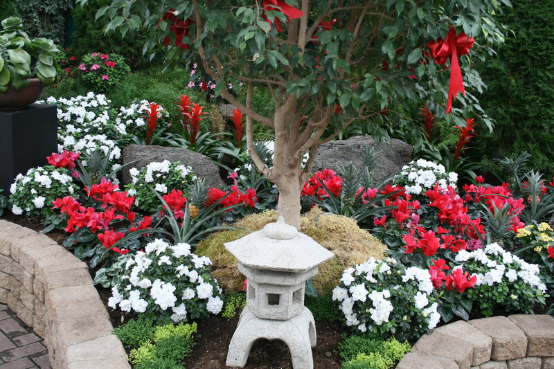 Flower Garden with Lantern