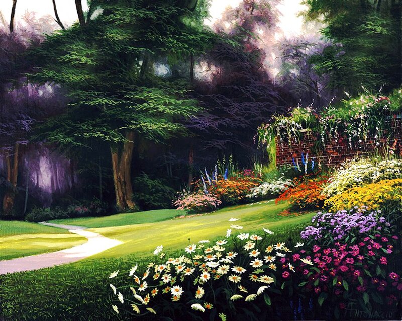 Flower Garden with Path — Green
