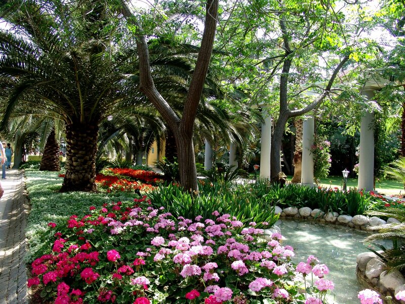 Flower Garden with Pond — Green, Serene