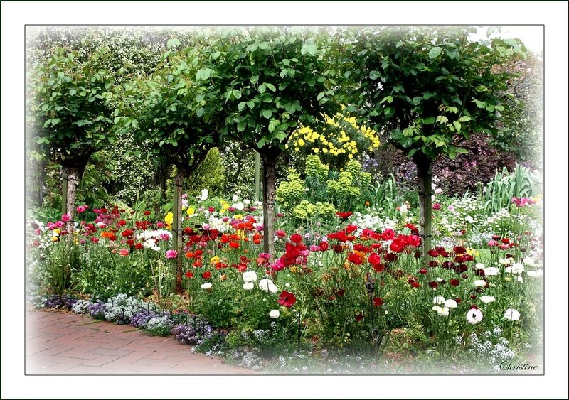 Flower Garden with Topiary