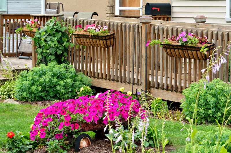 Flower Garden with Wagon — Green, Serene