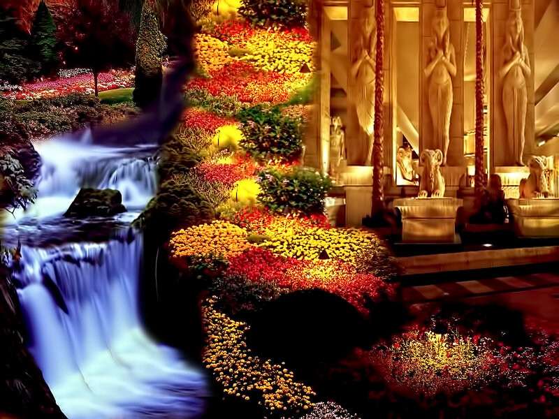 Flower Garden with Waterfall — Yellow