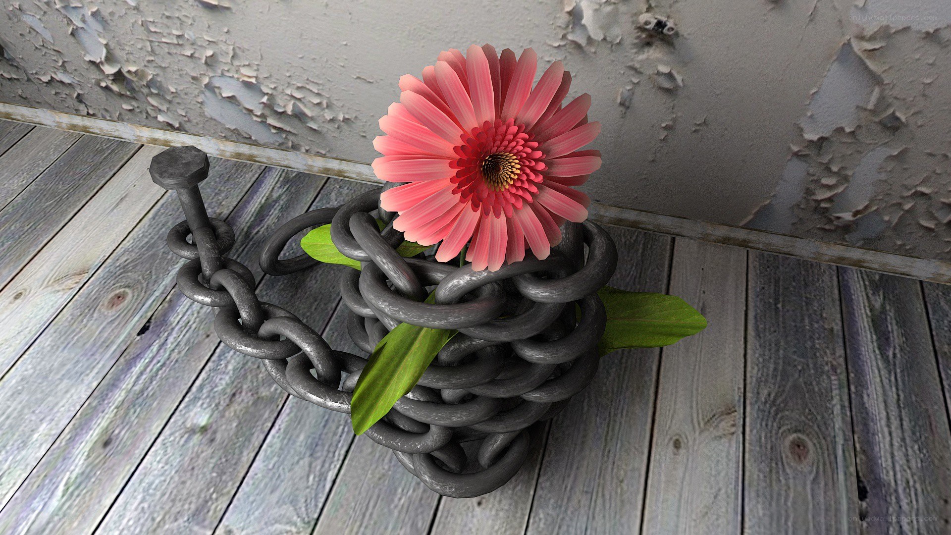flower in a chain vase