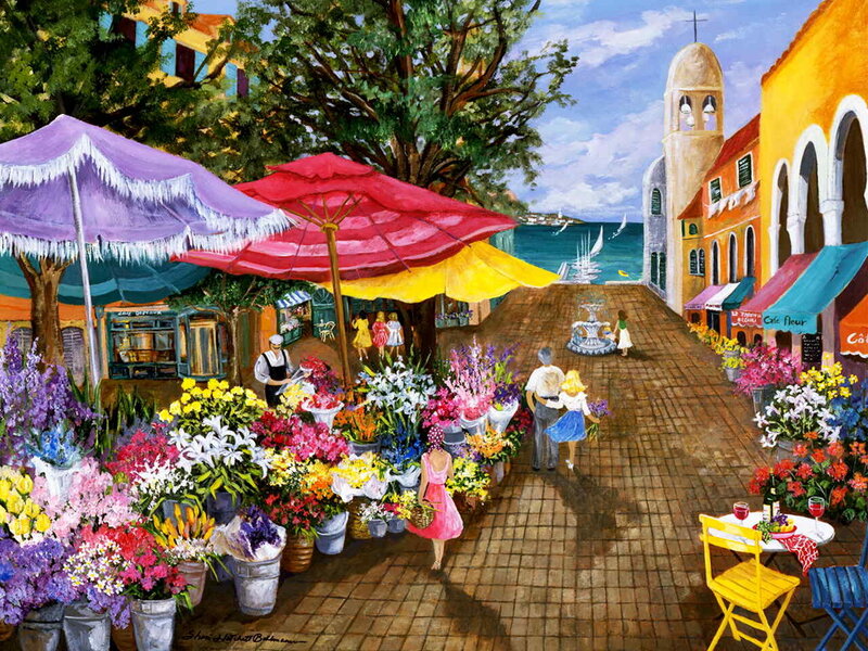 Flower Market in Town