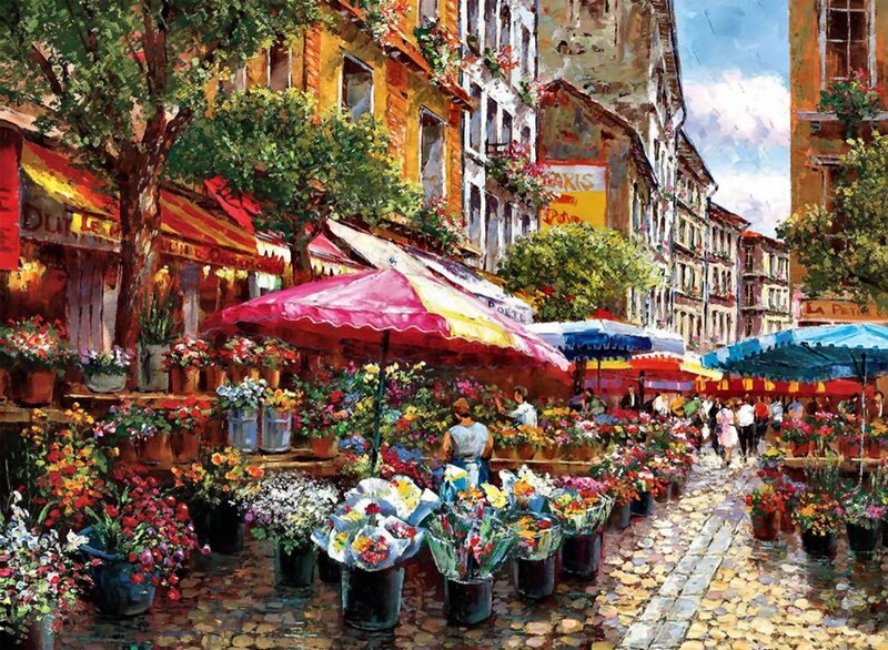Flower Market on Cobblestone Street