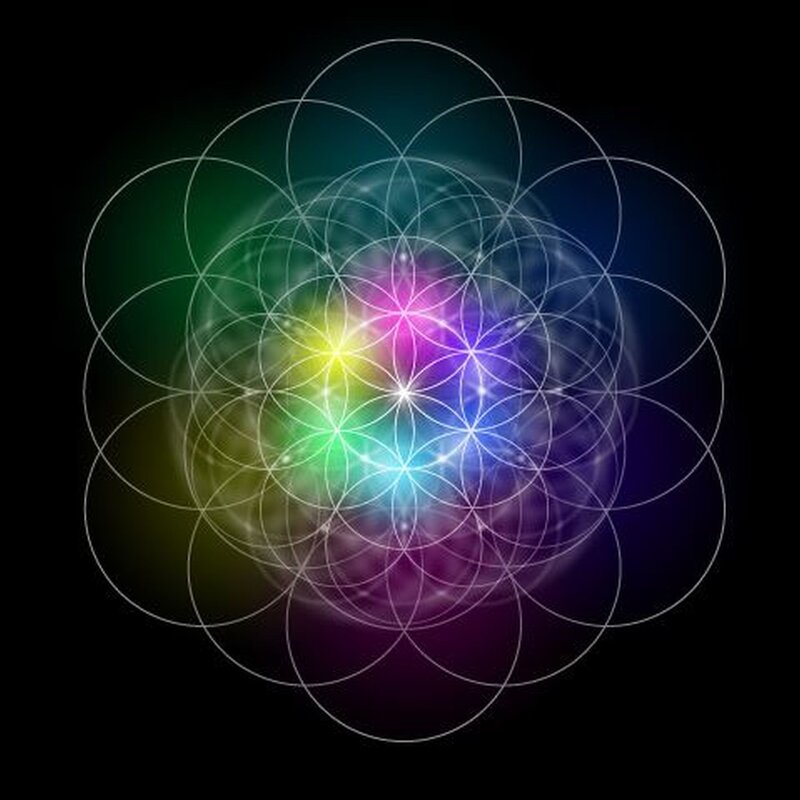 Flower of Life with rainbow light