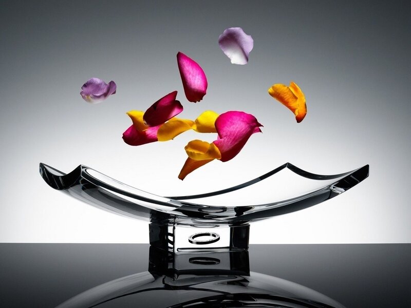Flower Petals in Glass Bowl — White