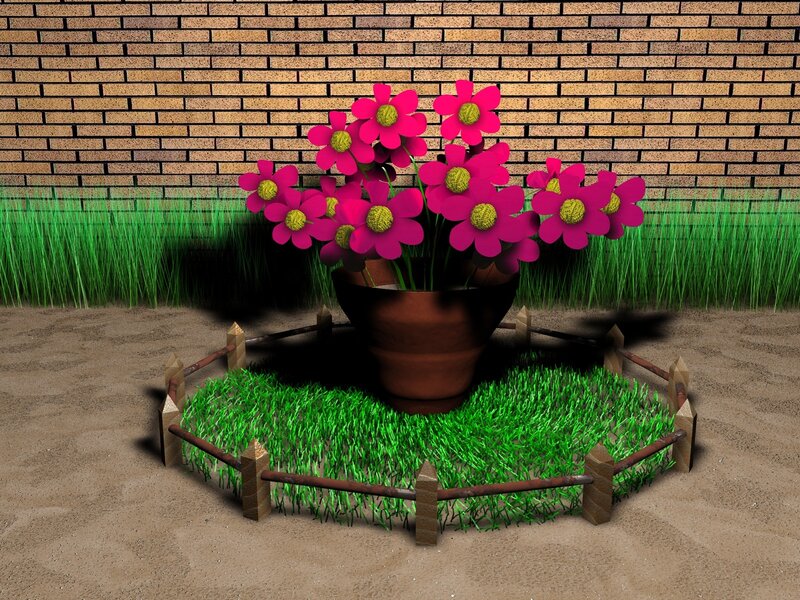Flower pot in garden