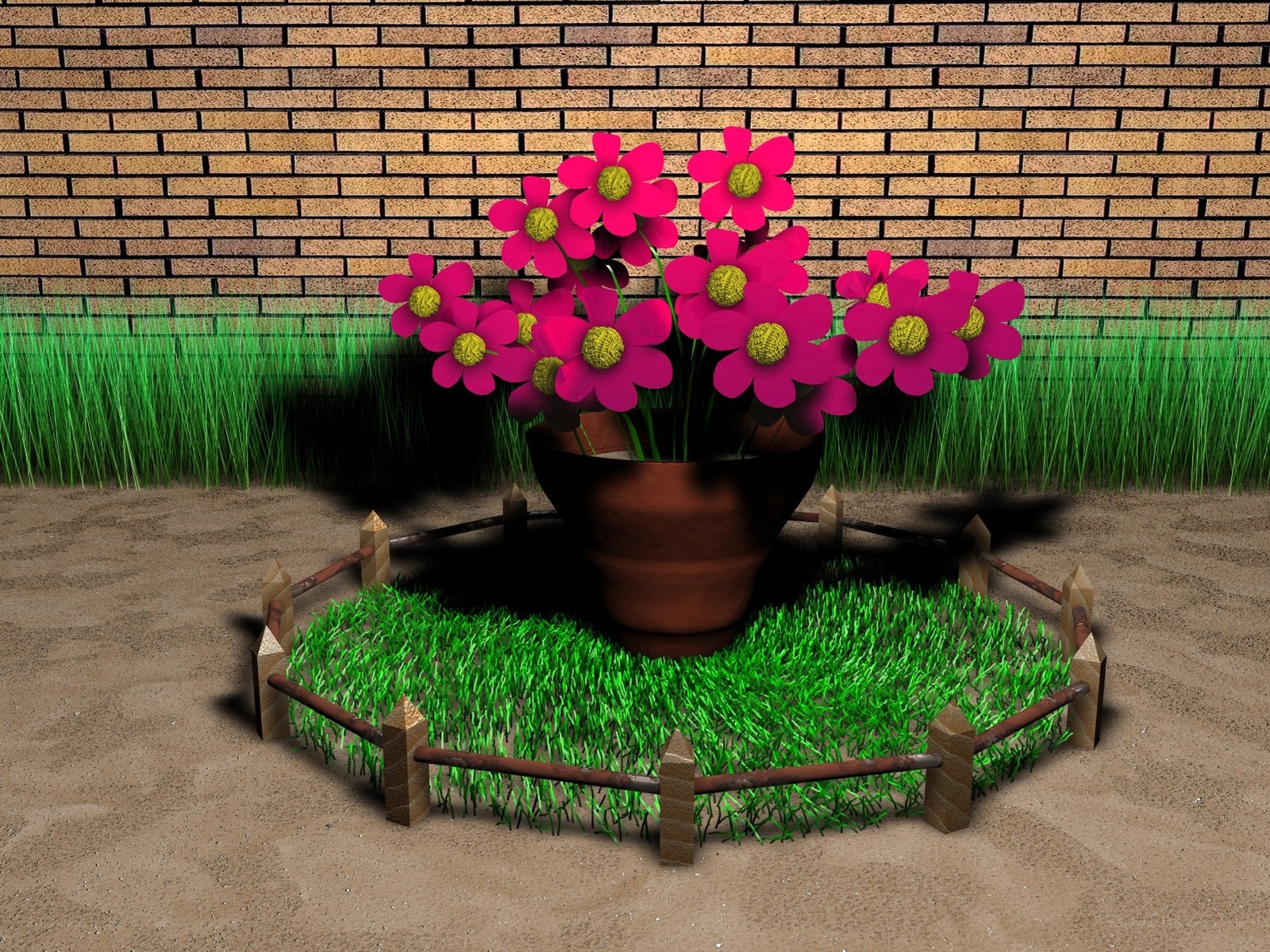 Flower pot in garden