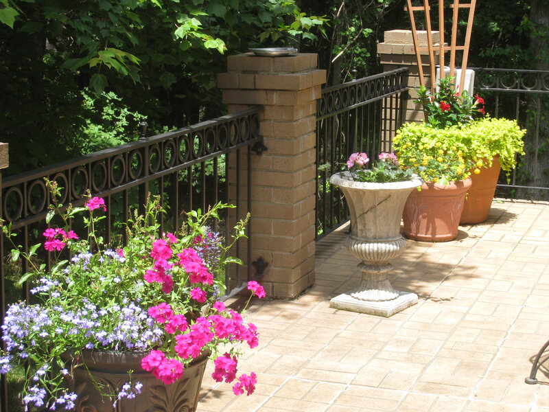 Flower pots on a sunny patio