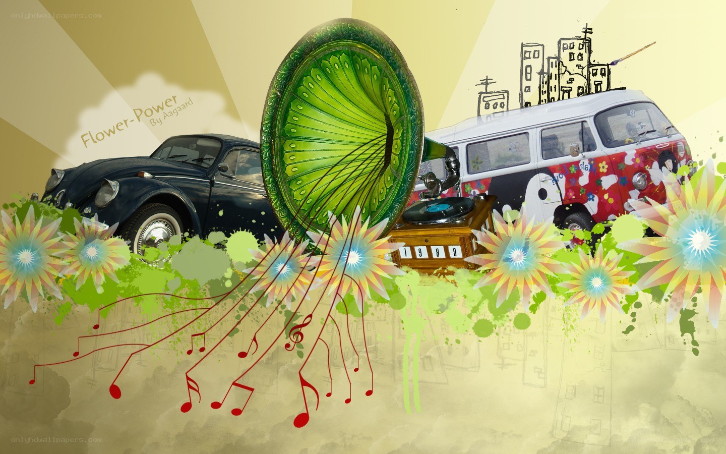 Flower Power Music Collage