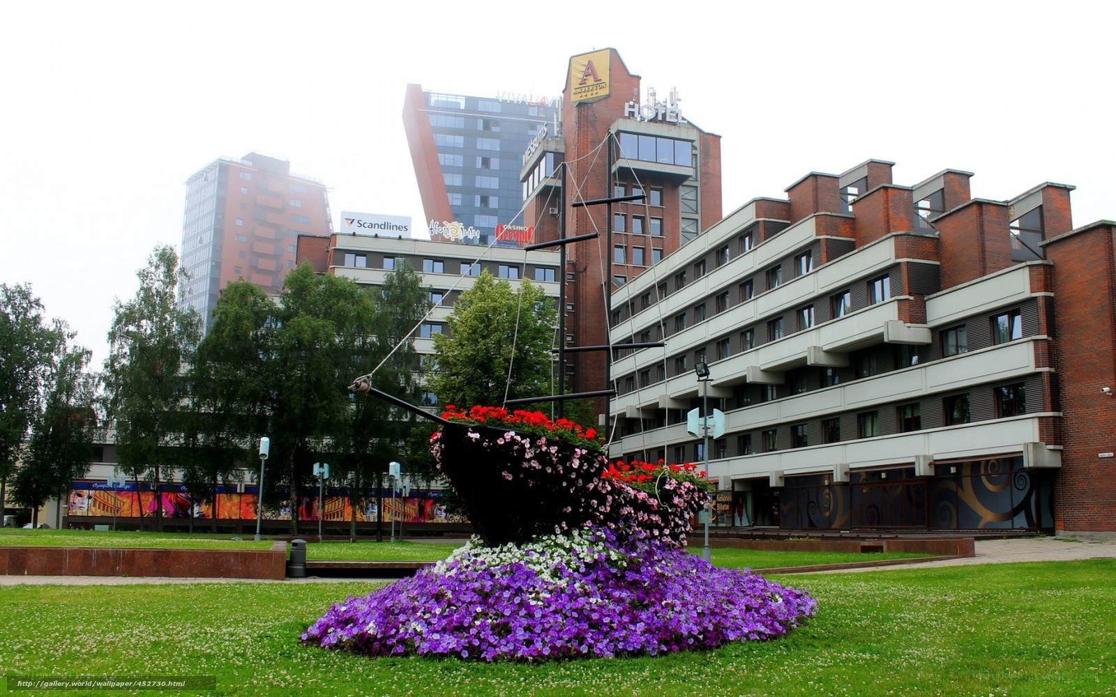 Flower sculpture in city park