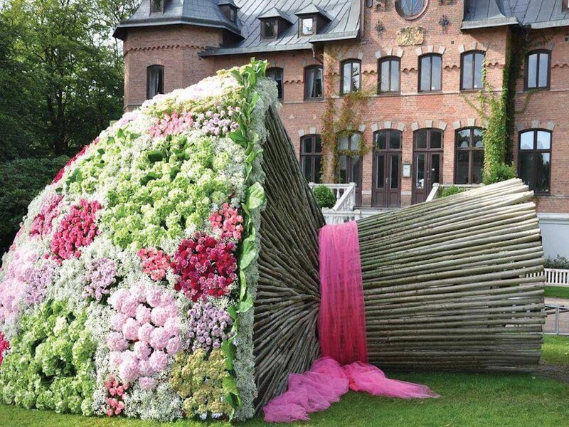 Flower Sculpture in Garden