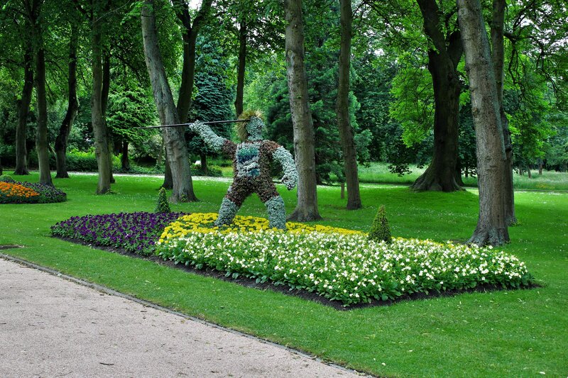 Flower sculpture in park