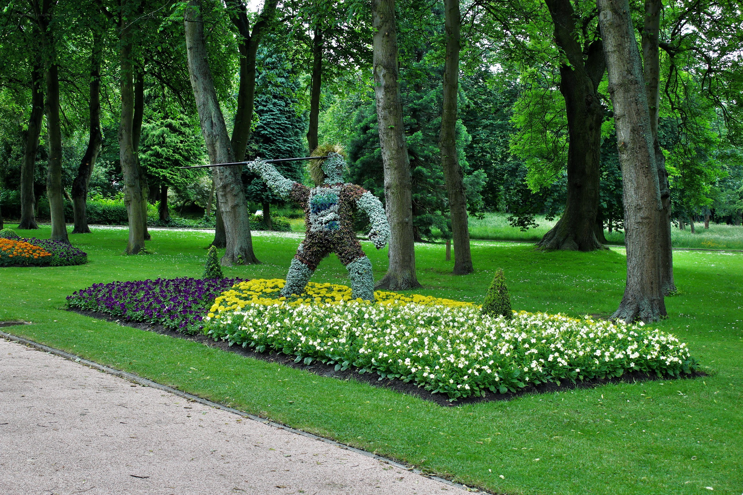 Flower sculpture in park