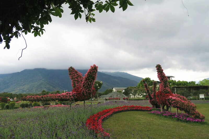 Flower Sculptures in Field