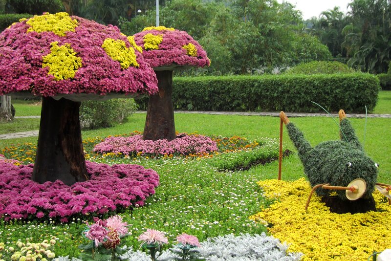 Flower Sculptures in Garden