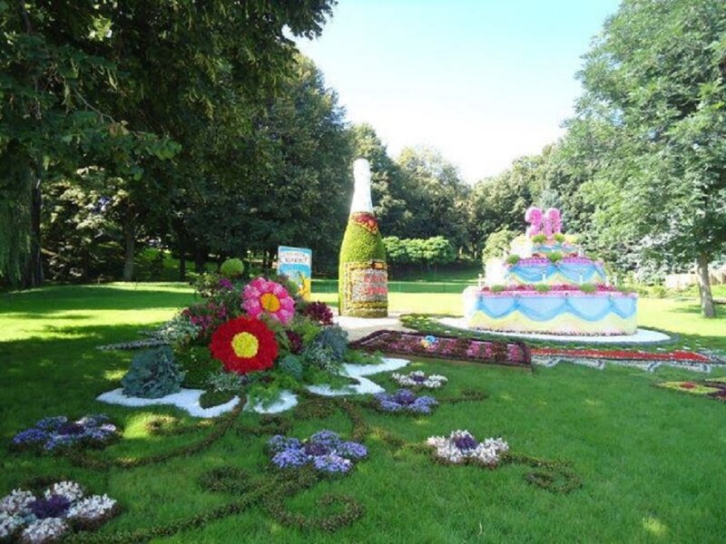 Flower Sculptures in Park