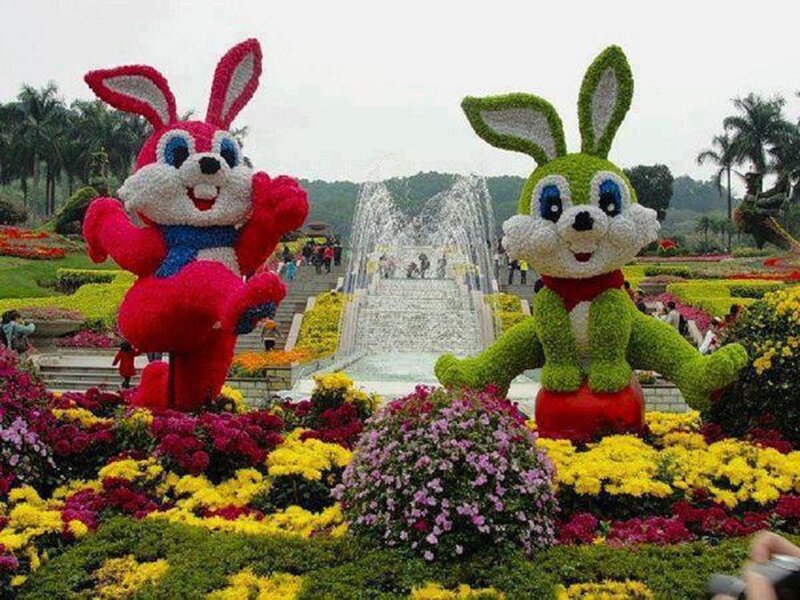Flower Sculptures of Rabbits