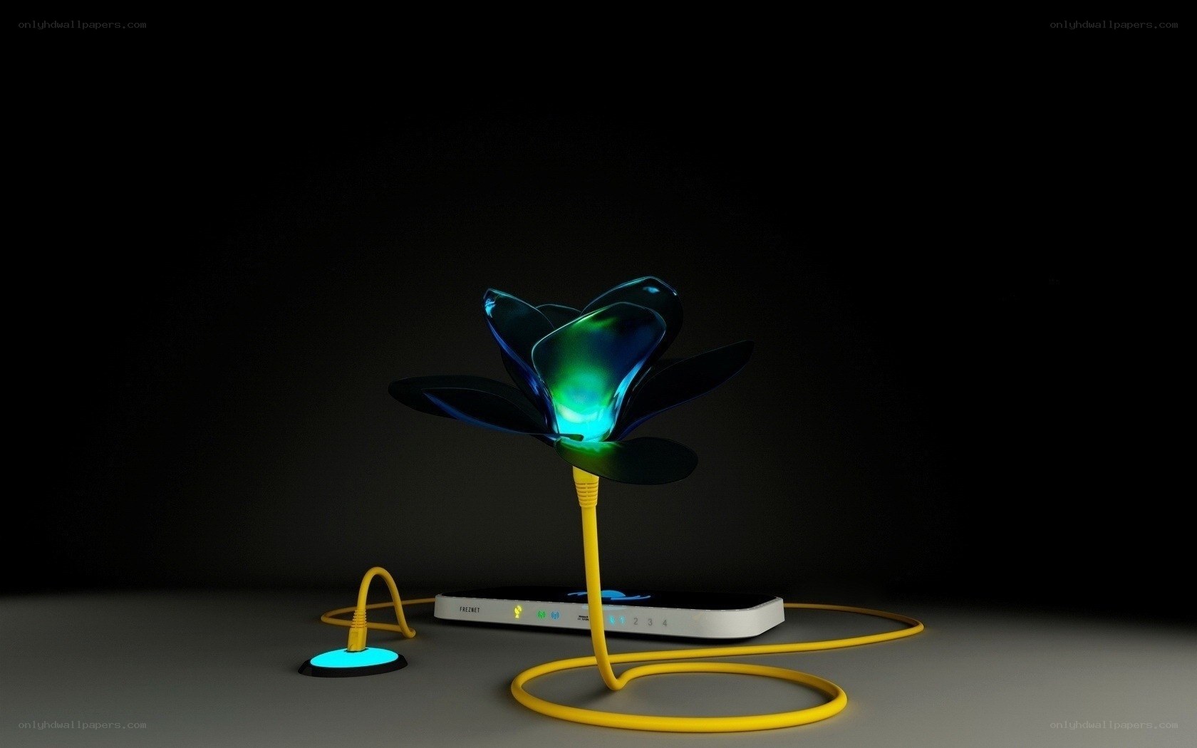 Flower-shaped lamp with cable