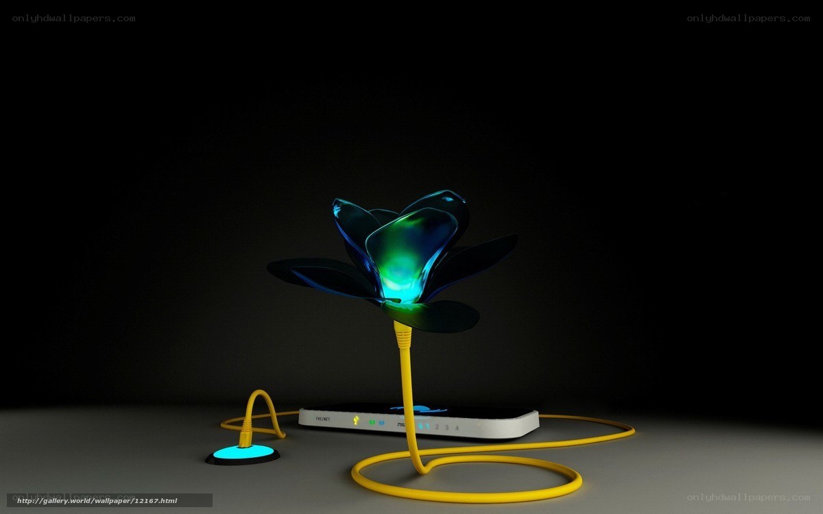 Flower-shaped lamp with network cable