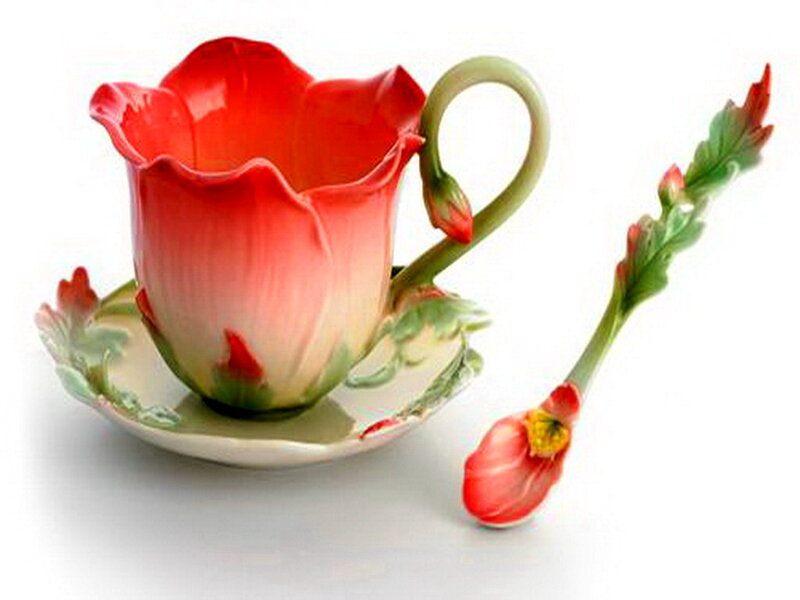 Flower-shaped Tea Cup — Red