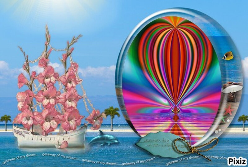 Flower Ship on Ocean
