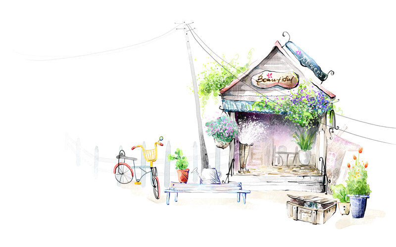 Flower Shop Illustration — Green