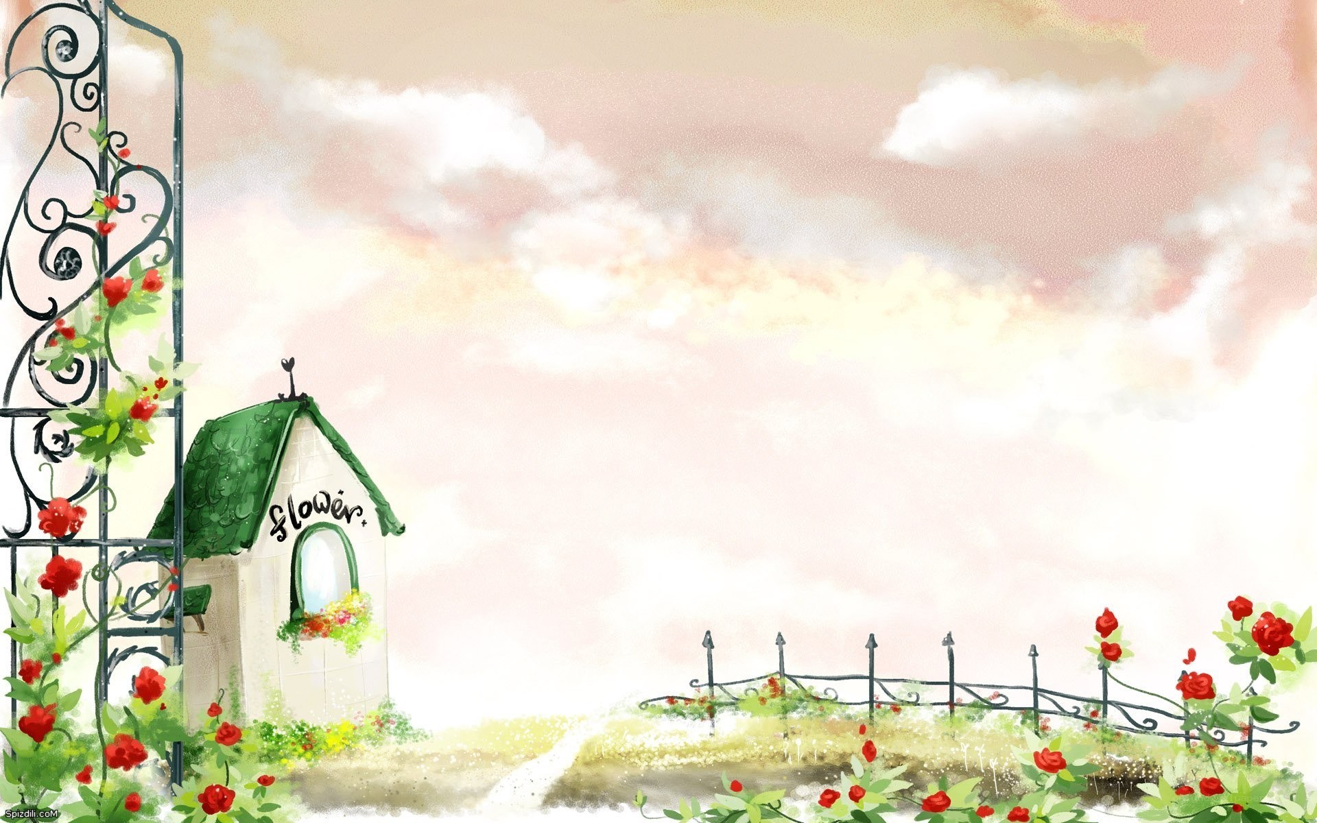 Flower shop in garden