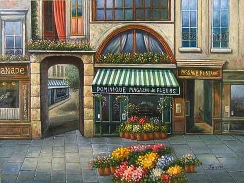 Flower Shop Storefront — Green, Calm