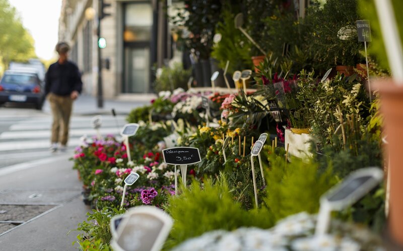 Flower Stall on Sidewalk