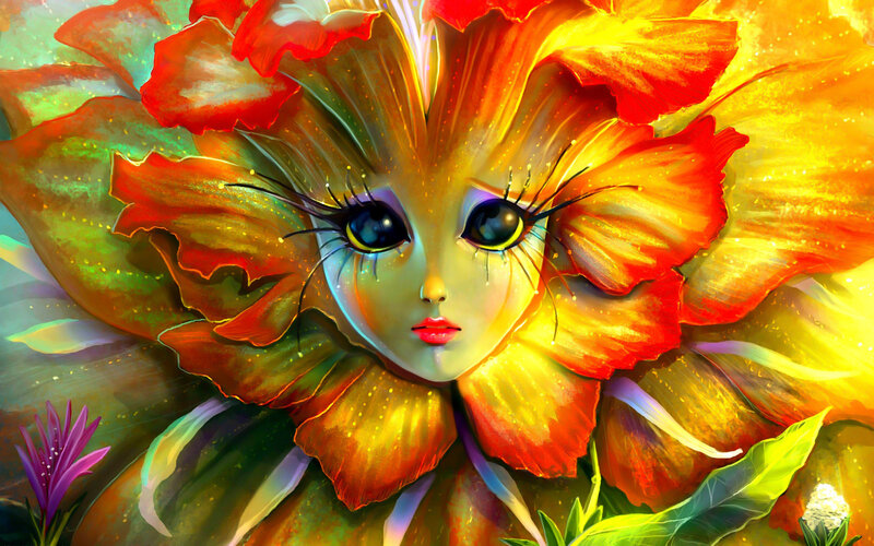 Flower with Face — Yellow