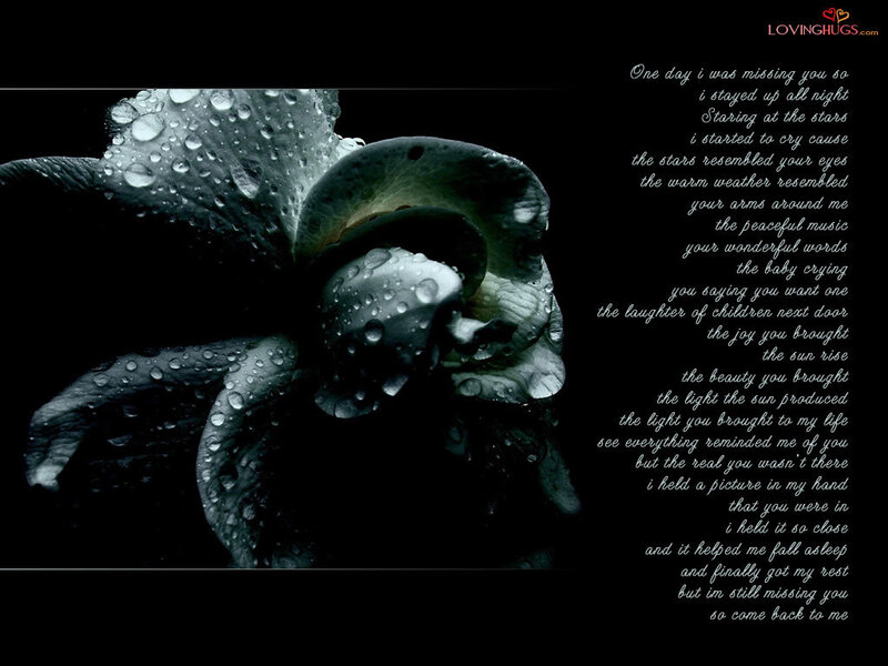 flower with raindrops and poem