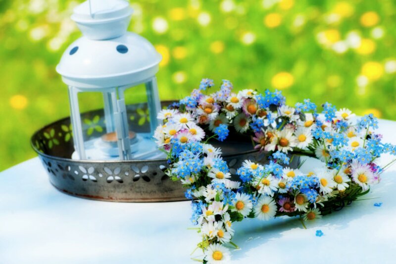 Flower Wreath and Lantern