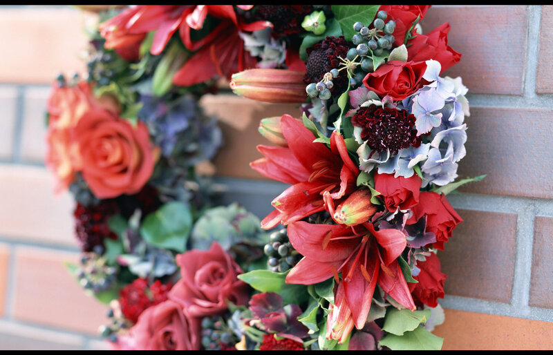 Flower Wreath on Brick