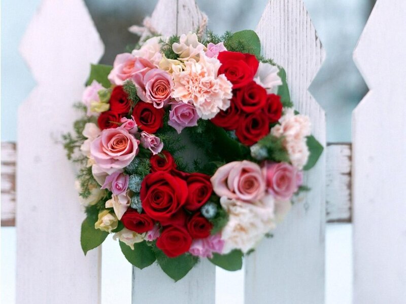 Flower Wreath on Fence