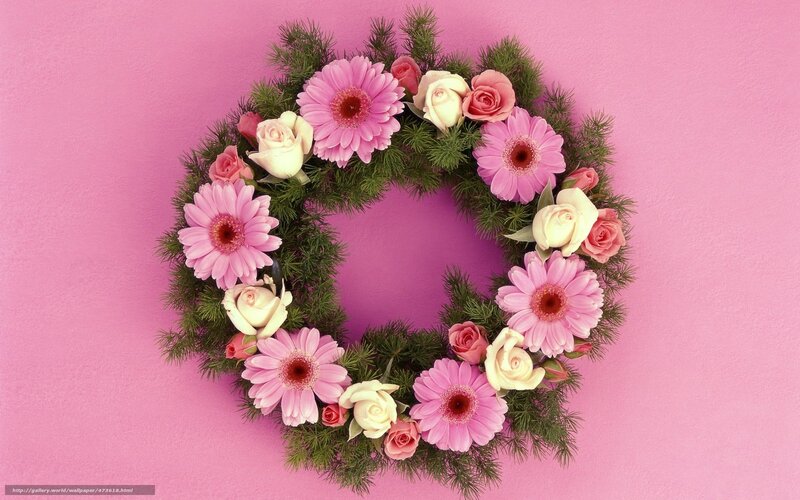 Flower Wreath on Pink